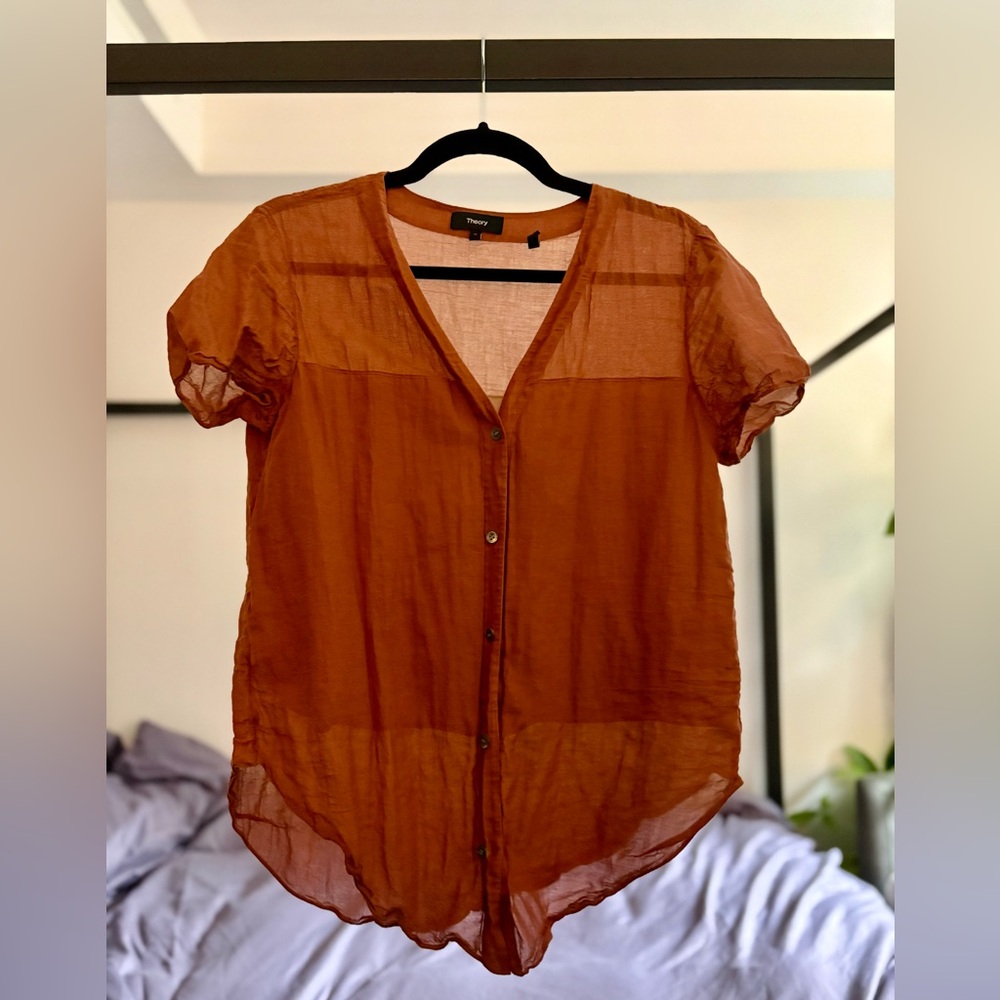 Theory Short Sleeve Button-Up Shirt, Size M, Like New